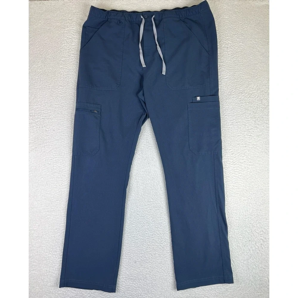 FIGS Technical Collection Pants Mens XL Blue Cairo Straight Cargo Scrub